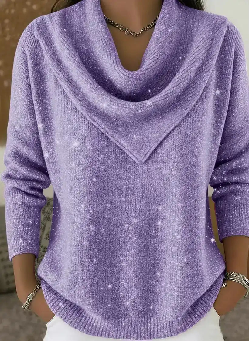 Women's Vintage Triangle-Neck Sequined Sweater Top