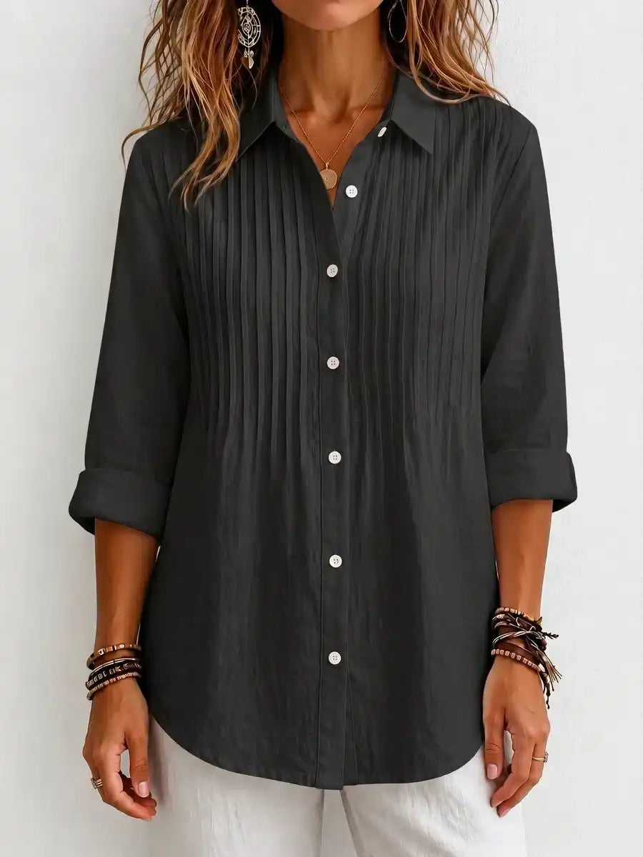 Women's Gingham Check Button-Down Shirt, Brown & Silver