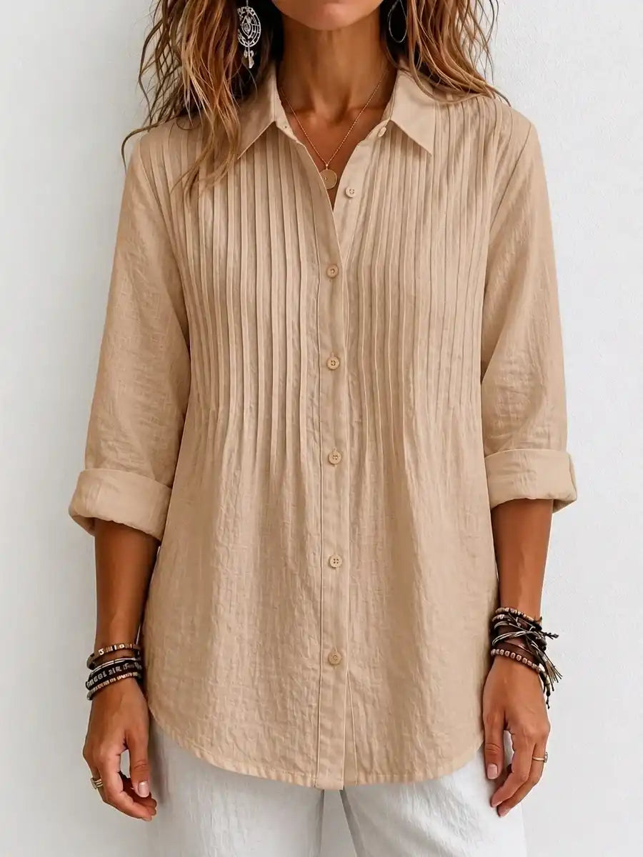 Women's Gingham Check Button-Down Shirt, Brown & Silver
