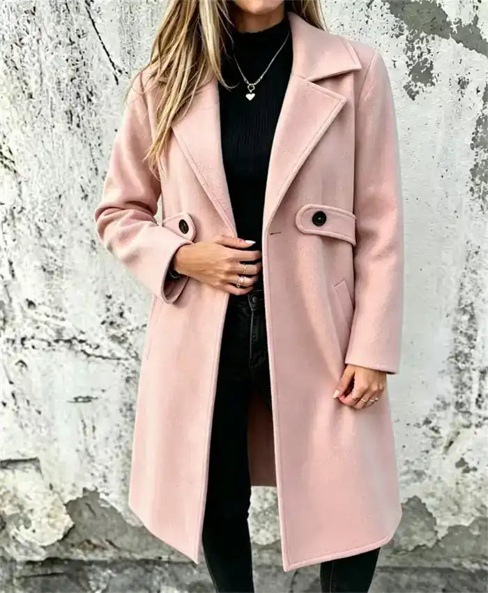 Classic Wool Camel Lace-Up Coat, for Travel