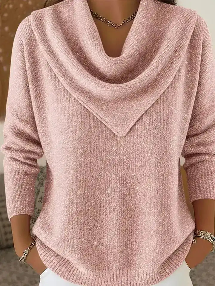 Women's Vintage Triangle-Neck Sequined Sweater Top