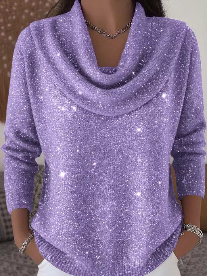 Women's Elegant Solid Color Loose Shiny Sweater