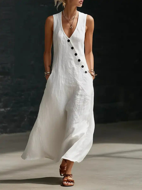 CLEARANCE SALE🔥 Comfortable Minimalist Button-Up Maxi Dress
