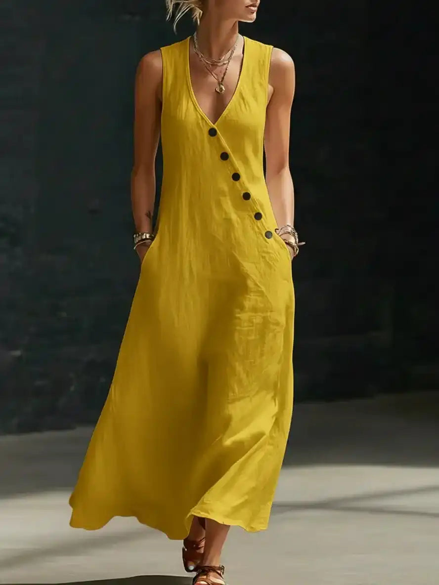 CLEARANCE SALE🔥 Comfortable Minimalist Button-Up Maxi Dress