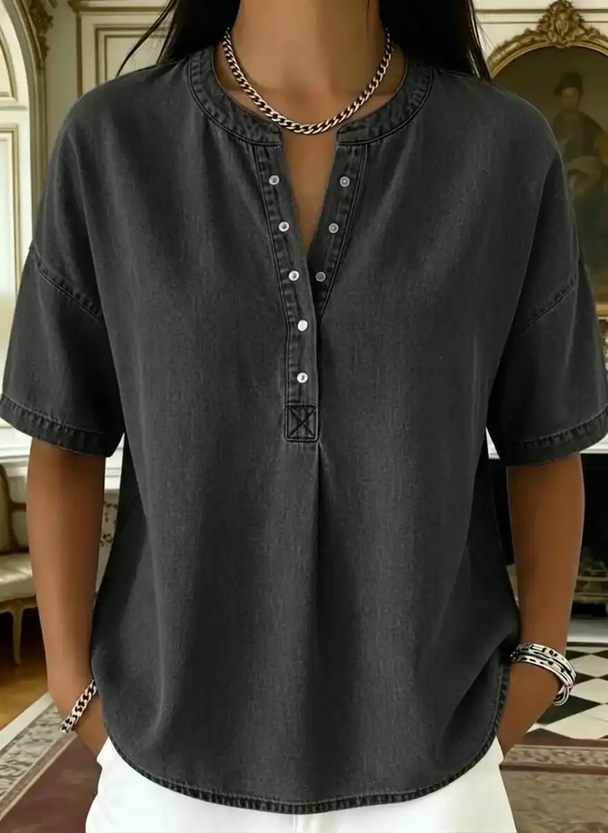 New Arrivals🔥Women's Casual Denim Henley Top