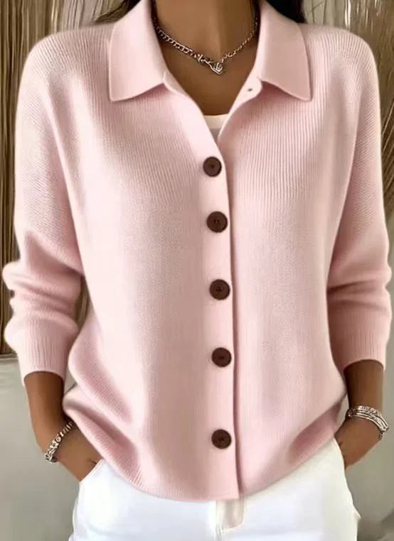 Hot Seller 🔥 Women's Solid-Color Pure Cotton Long-Sleeve Comfortable Casual Cardigan