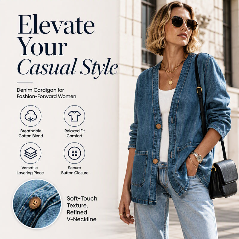 Denim Made Easy | Women’s V-Neck Denim Cardigan