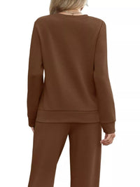 Full Size Casual Long Sleeve Top and Pants Set Plus Size