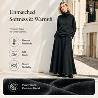 ✨ Effortless Coordination | Women’s Turtleneck Top & Maxi Skirt 2-Piece Se