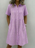 Today 49% off🔥Women’s Cotton Linen Gingham Button-Up Shirt Dress (BUY 2 GET FREE SHIPPING)