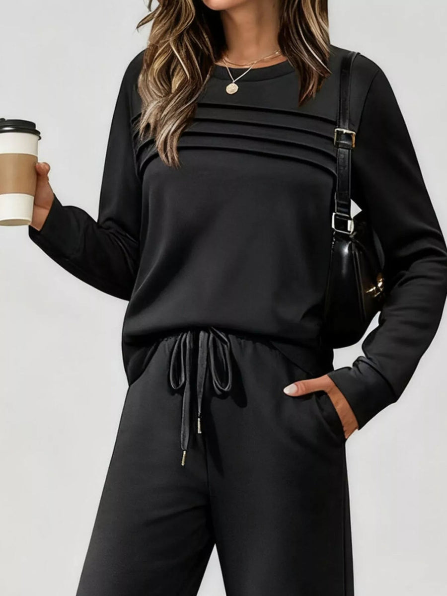 Women's Casual Long Sleeve Top & Pants Set, Plus Size