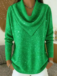 🎄 CLEARANCE SALE🔥 Vintage Soft Triangle Neck Sequined Shiny Sweater Top