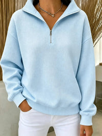 New Arrivals🔥Women's Waffle Knit Quarter-Zip Sweatshirt