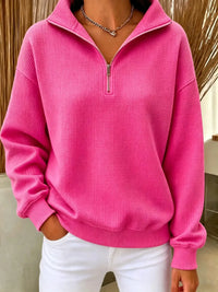 New Arrivals🔥Women's Waffle Knit Quarter-Zip Sweatshirt