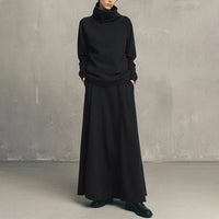 ✨ Effortless Coordination | Women’s Turtleneck Top & Maxi Skirt 2-Piece Se