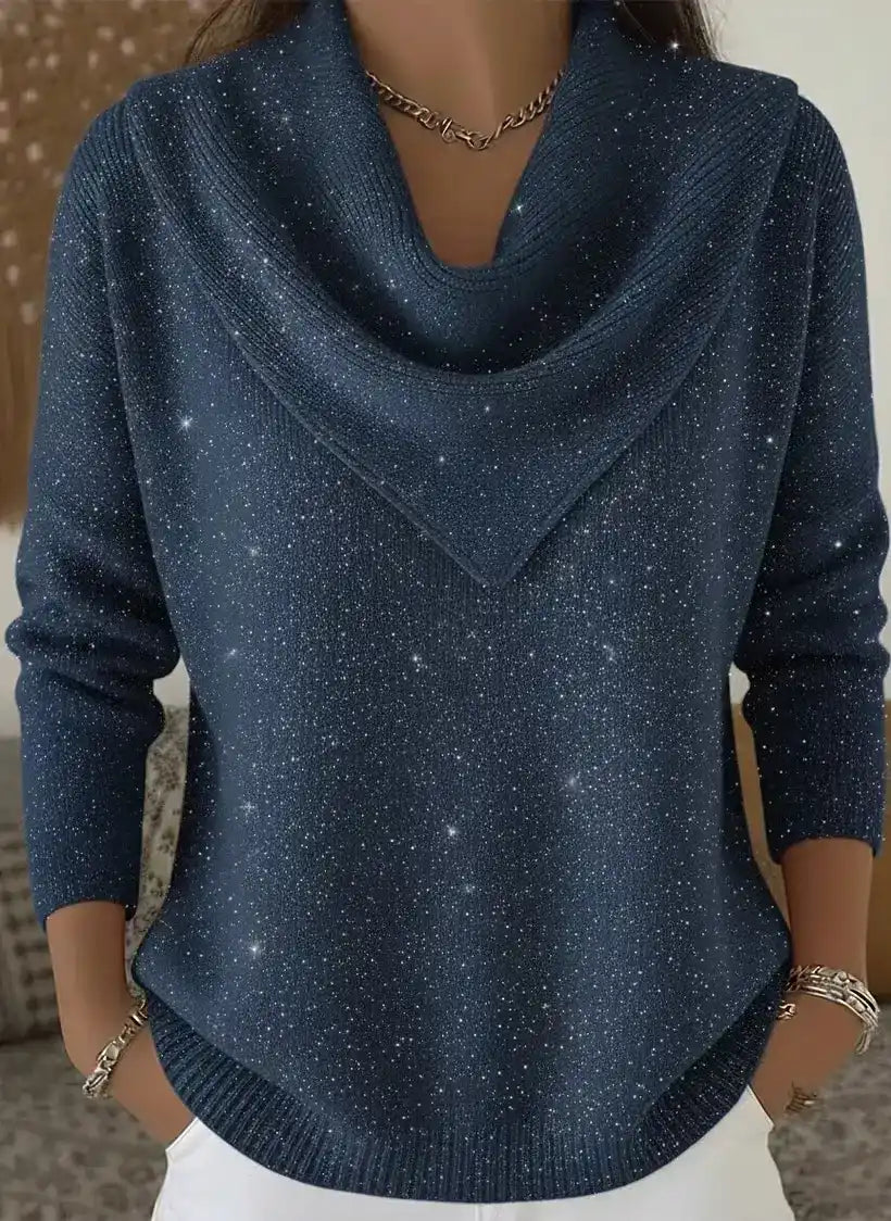 Women's Vintage Triangle-Neck Sequined Sweater Top