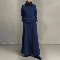 ✨ Effortless Coordination | Women’s Turtleneck Top & Maxi Skirt 2-Piece Se