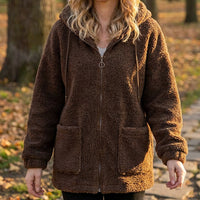☁️ Cozy Texture | Women’s Relaxed Sherpa Hooded Sweatshirt
