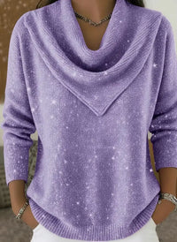 🎄 CLEARANCE SALE🔥 Vintage Soft Triangle Neck Sequined Shiny Sweater Top