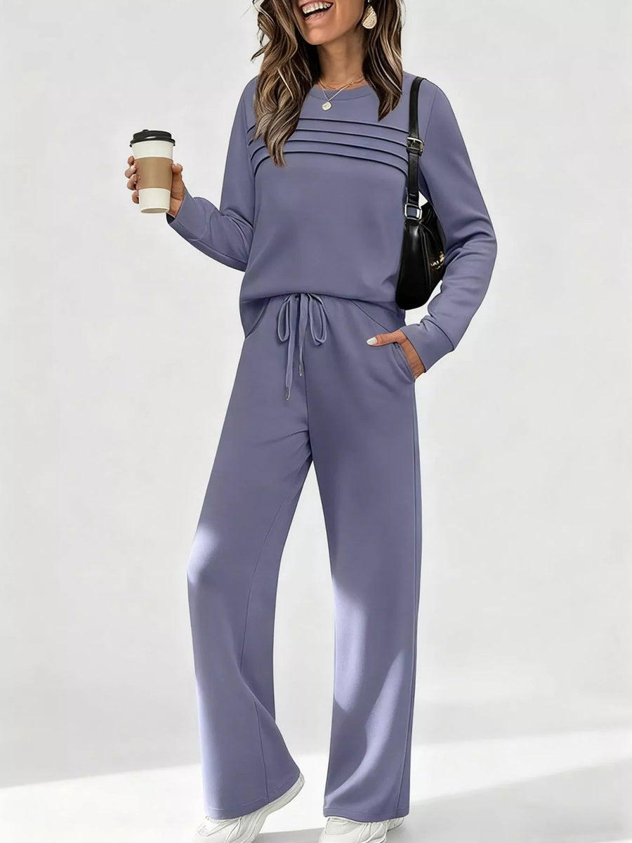 Women's Casual Long Sleeve Top & Pants Set, Plus Size