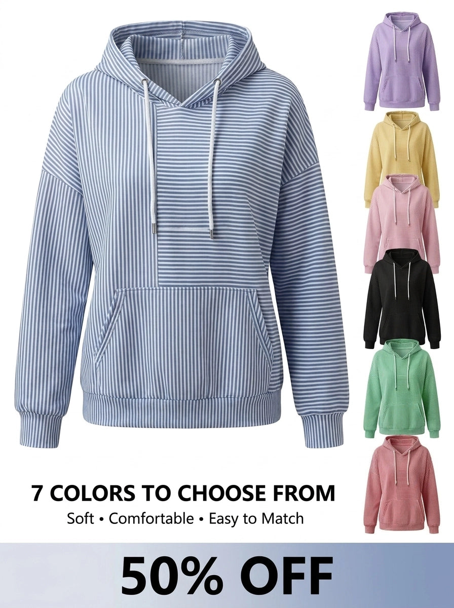 Women’s Striped Hoodie – Soft, Comfortable & Flattering Fit (50% OFF)