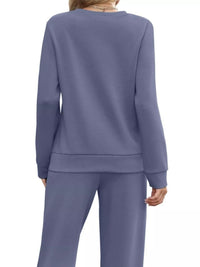 Full Size Casual Long Sleeve Top and Pants Set Plus Size