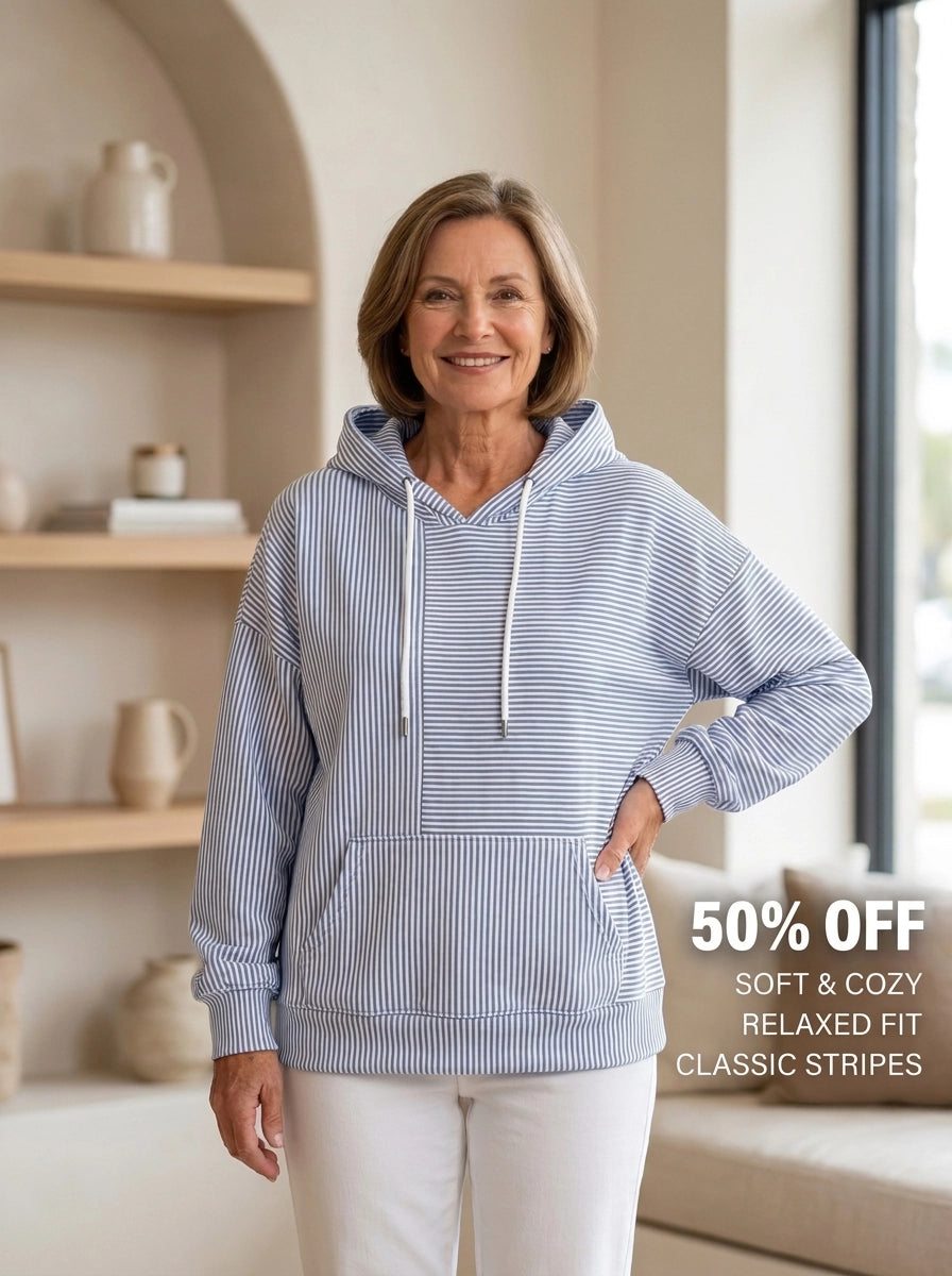 Women’s Striped Hoodie – Soft, Comfortable & Flattering Fit (50% OFF)