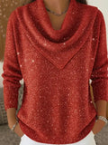 Women's Vintage Triangle-Neck Sequined Sweater Top
