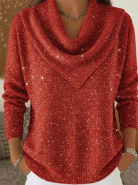 🎄 CLEARANCE SALE🔥 Vintage Soft Triangle Neck Sequined Shiny Sweater Top