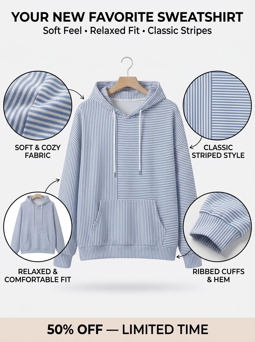 Women’s Striped Hoodie – Soft, Comfortable & Flattering Fit (50% OFF)