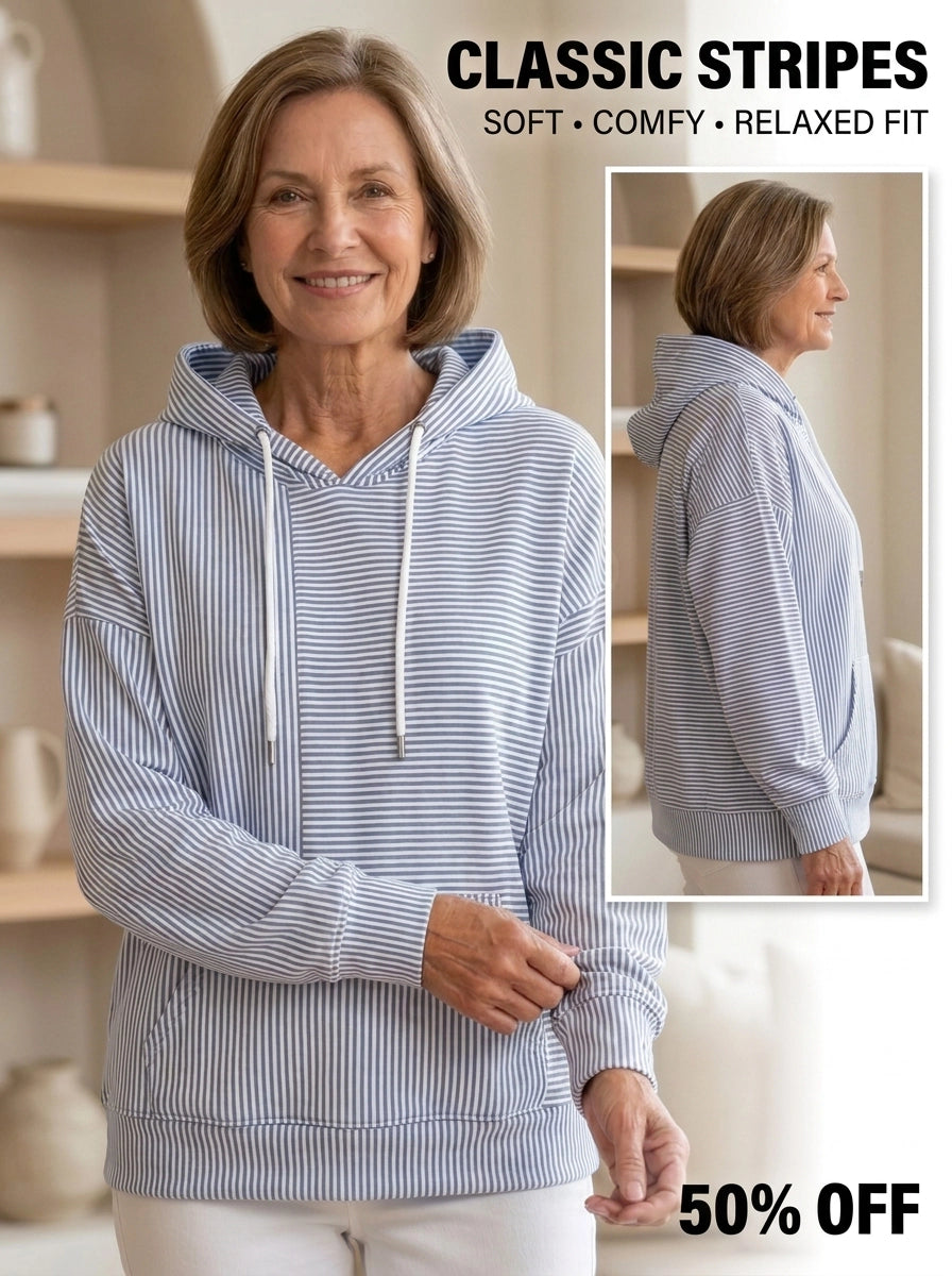 Women’s Striped Hoodie – Soft, Comfortable & Flattering Fit (50% OFF)