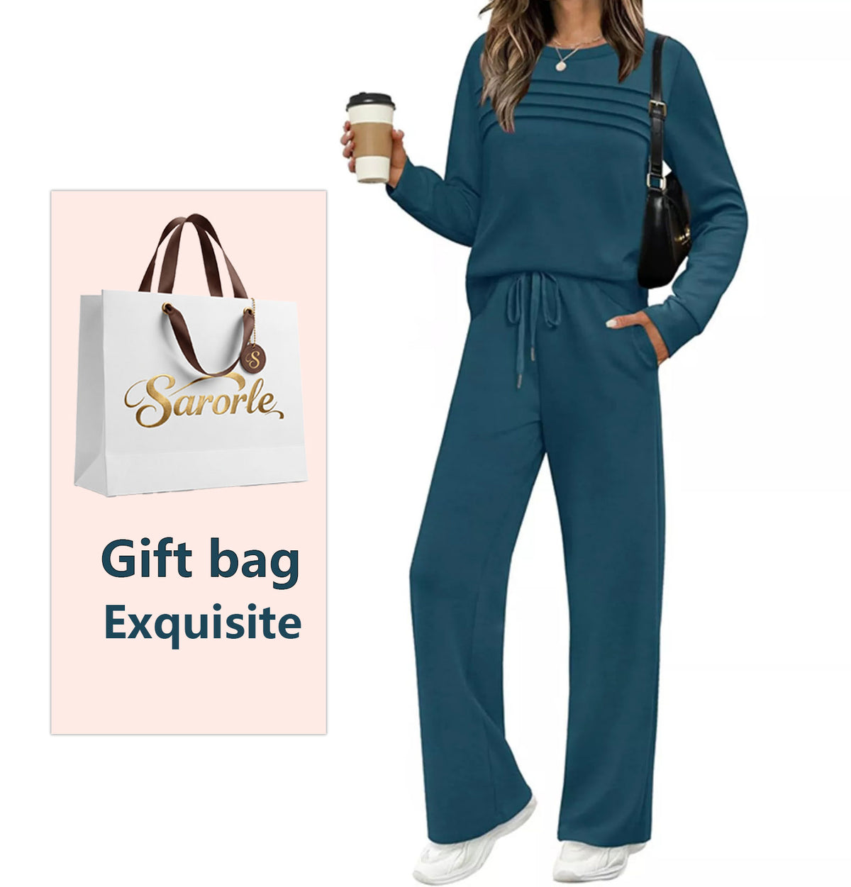 Full Size Casual Long Sleeve Top and Pants Set Plus Size