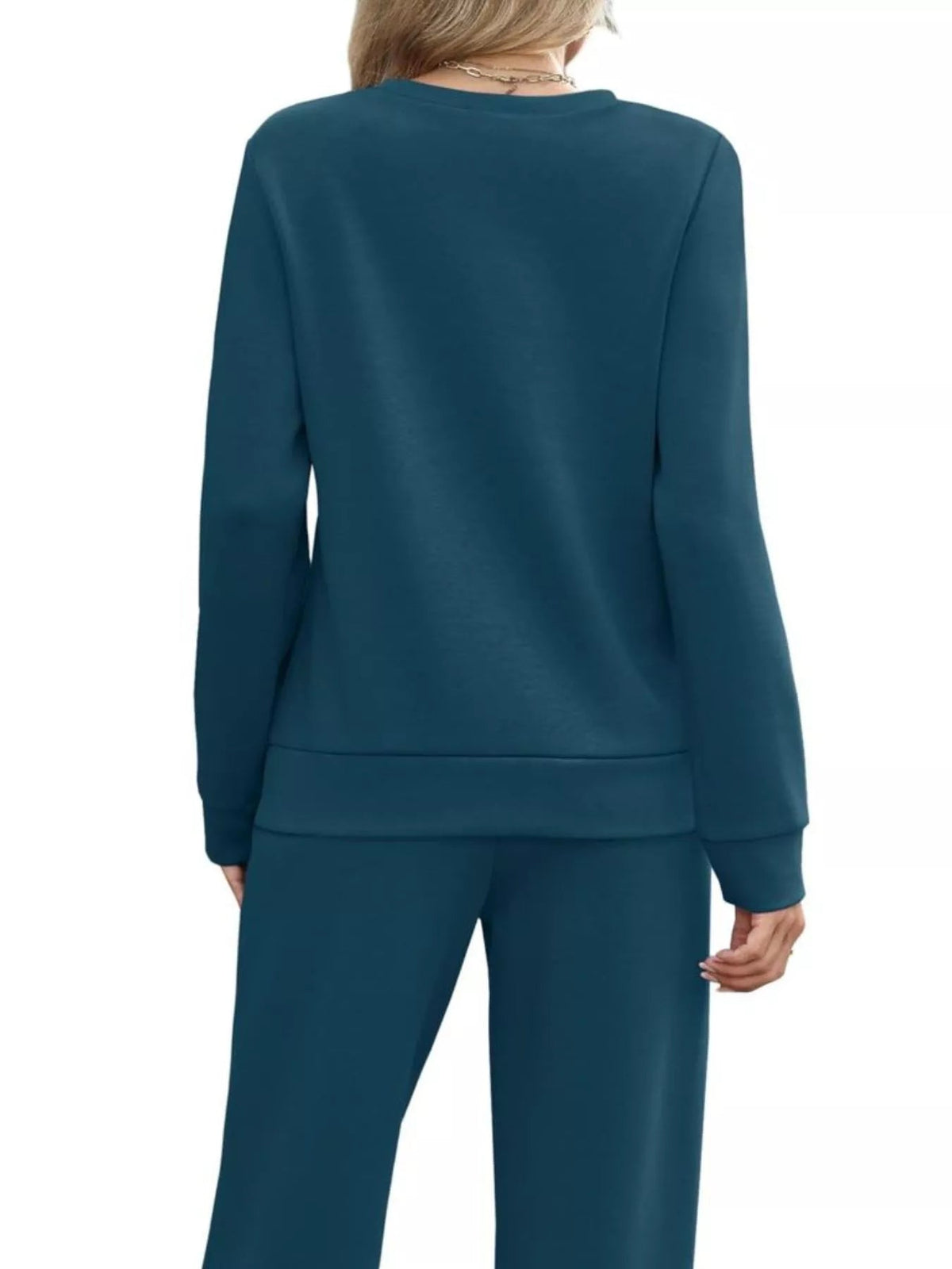 Full Size Casual Long Sleeve Top and Pants Set Plus Size