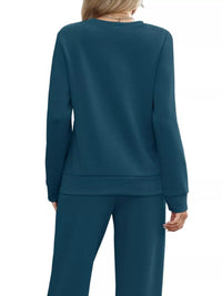 Full Size Casual Long Sleeve Top and Pants Set Plus Size
