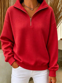 New Arrivals🔥Women's Waffle Knit Quarter-Zip Sweatshirt