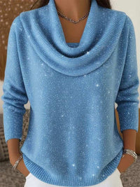 🎄 CLEARANCE SALE🔥 Women's Elegant Solid Color Loose Shiny Sweater