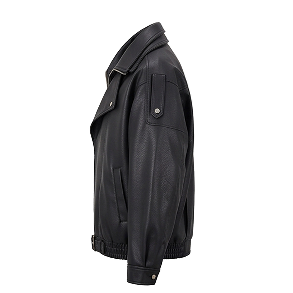 Men's Heavyweight Fleece-Lined Faux Leather Motorcycle Jacket KDKJ562-1
