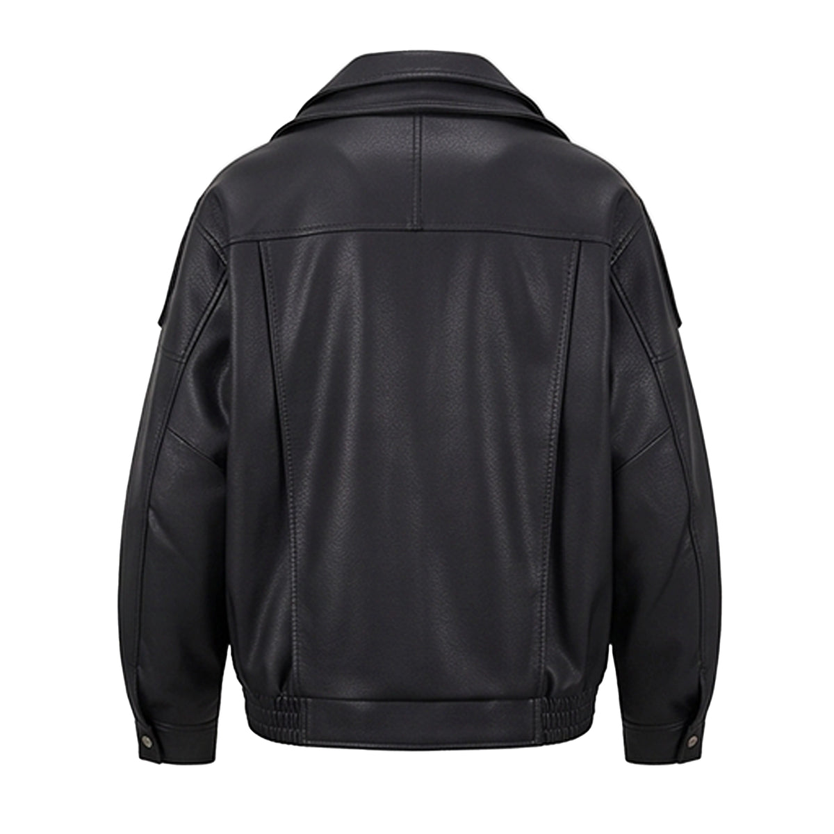 Men's Heavyweight Fleece-Lined Faux Leather Motorcycle Jacket KDKJ562-1
