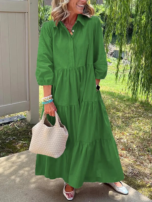 CLEARANCE🔥 Loose Cotton Linen Lapel Dress- Tax Free