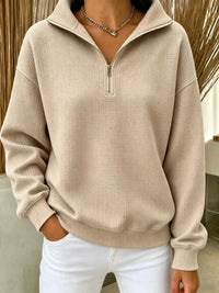 New Arrivals🔥Women's Waffle Knit Quarter-Zip Sweatshirt