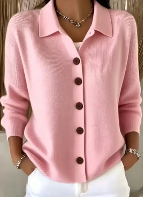 Hot Seller 🔥 Women's Solid-Color Pure Cotton Long-Sleeve Comfortable Casual Cardigan