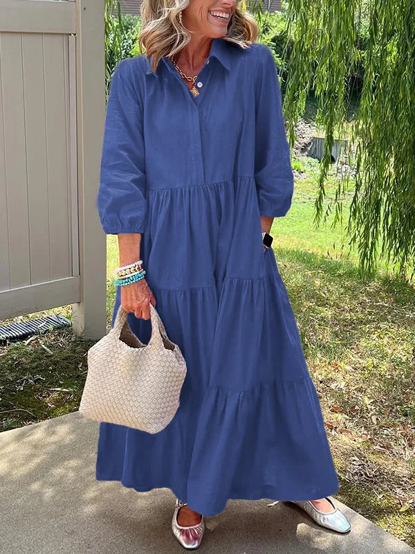 CLEARANCE🔥 Loose Cotton Linen Lapel Dress- Tax Free