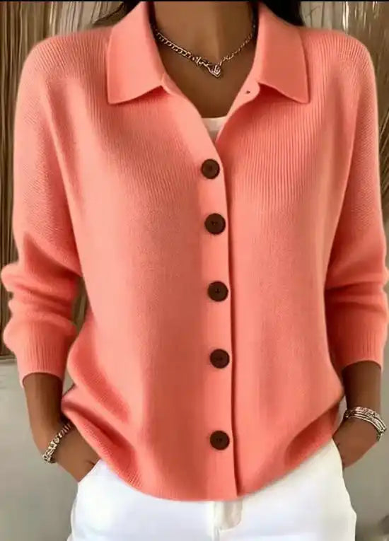 Hot Seller 🔥 Women's Solid-Color Pure Cotton Long-Sleeve Comfortable Casual Cardigan