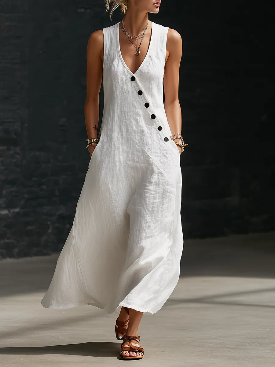CLEARANCE SALE🔥 Comfortable Minimalist Button-Up Maxi Dress