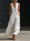 CLEARANCE SALE🔥 Comfortable Minimalist Button-Up Maxi Dress