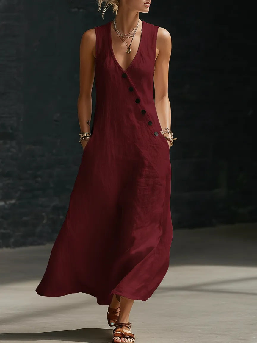 CLEARANCE SALE🔥 Comfortable Minimalist Button-Up Maxi Dress