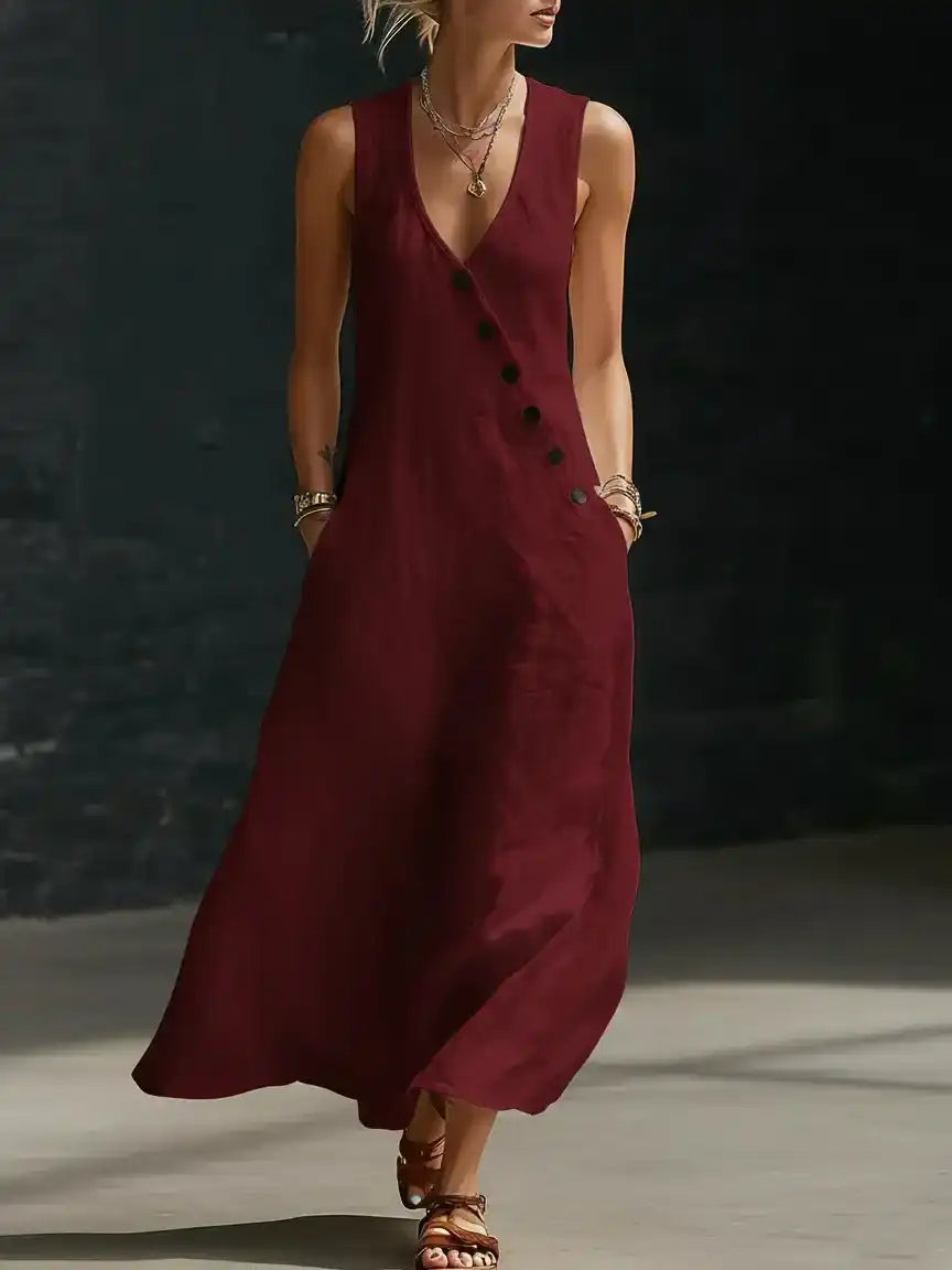 CLEARANCE SALE🔥 Comfortable Minimalist Button-Up Maxi Dress