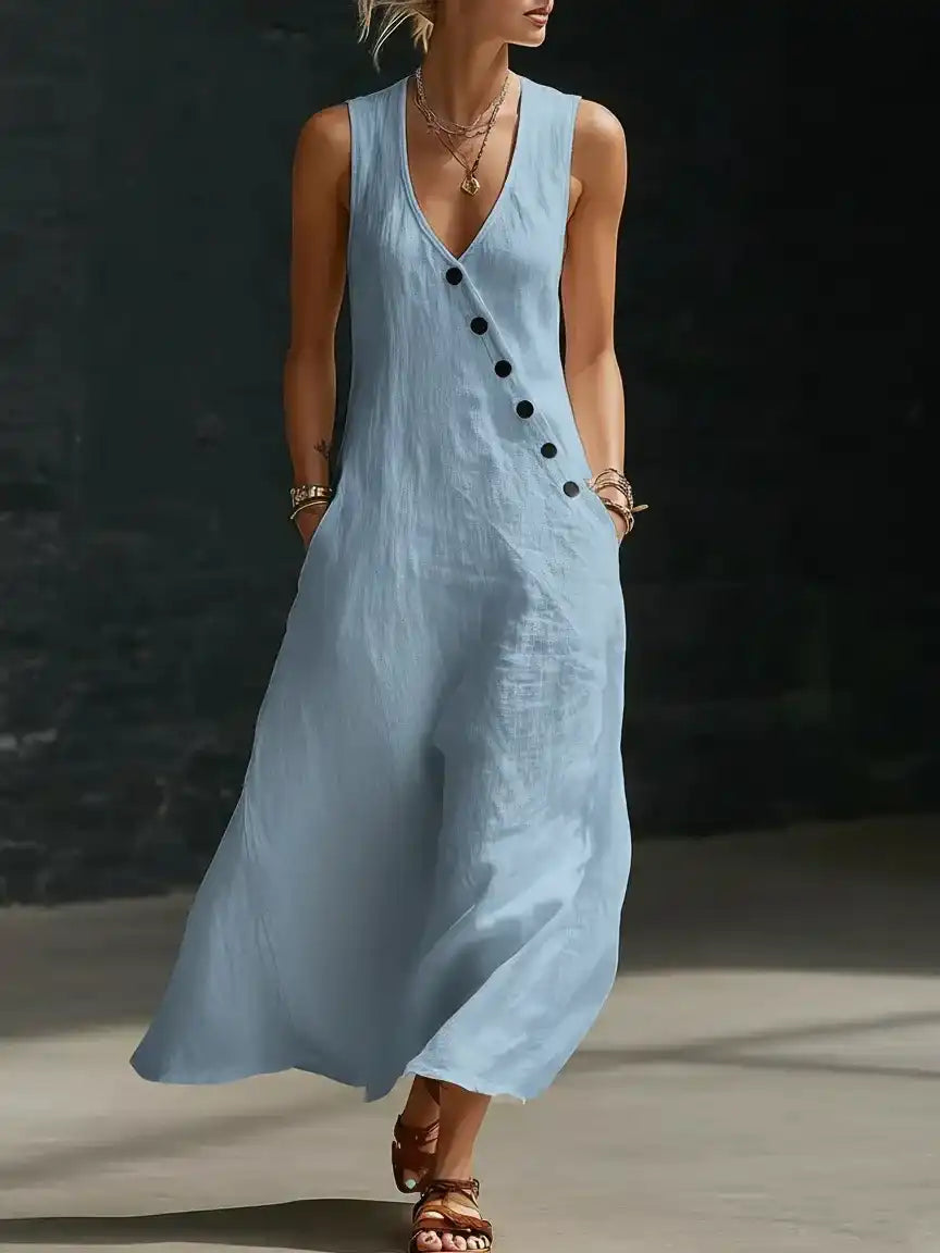 CLEARANCE SALE🔥 Comfortable Minimalist Button-Up Maxi Dress
