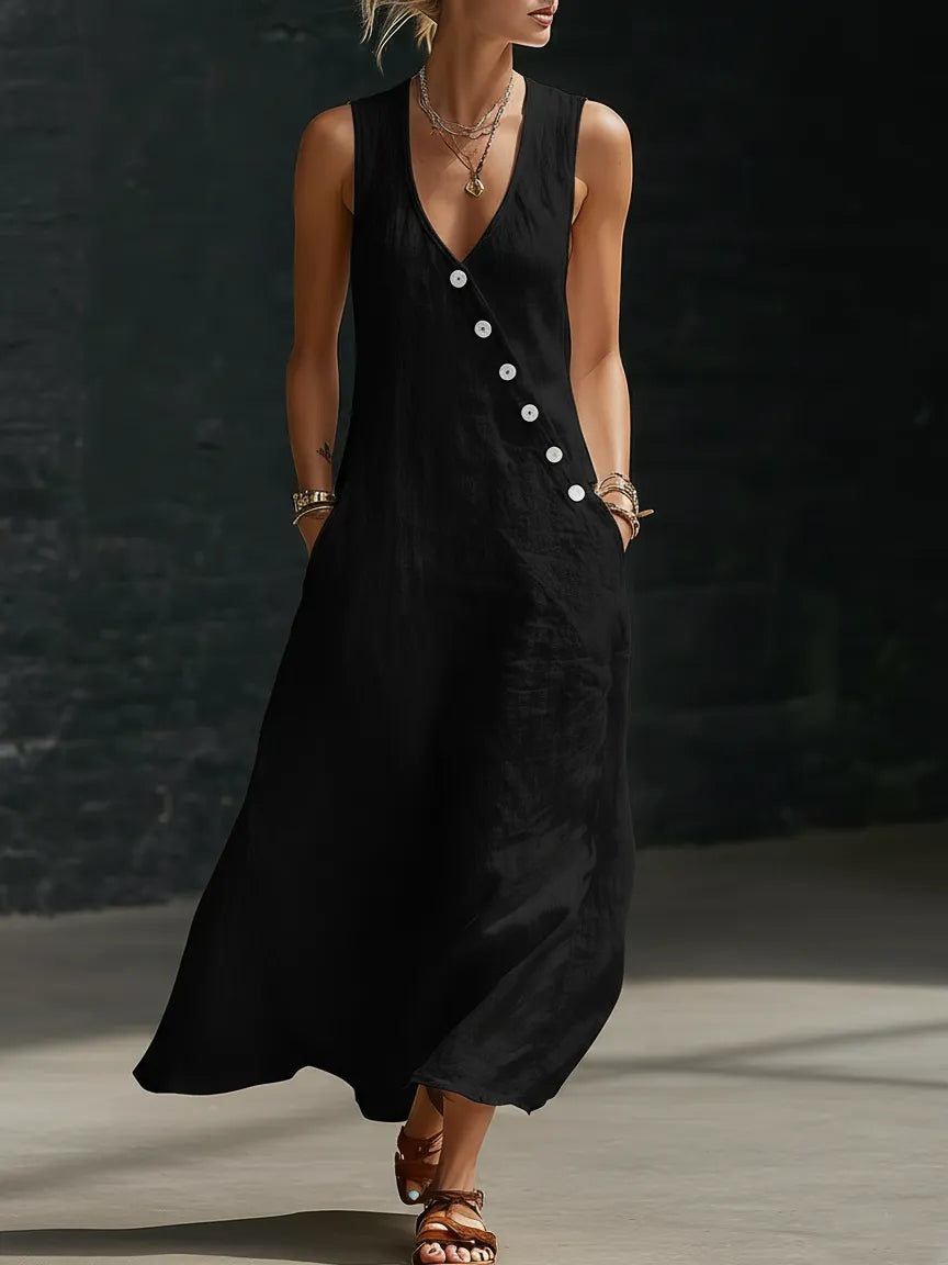 CLEARANCE SALE🔥 Comfortable Minimalist Button-Up Maxi Dress