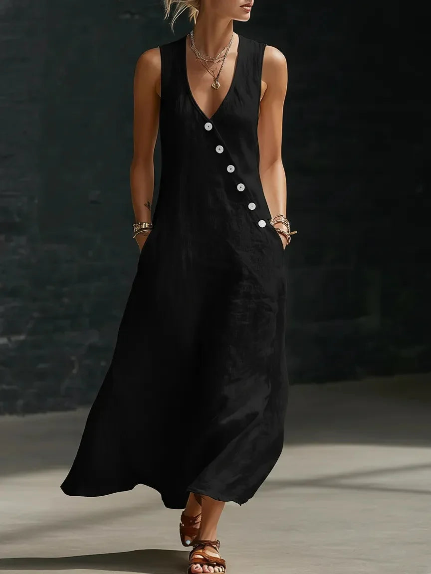 CLEARANCE SALE🔥 Comfortable Minimalist Button-Up Maxi Dress